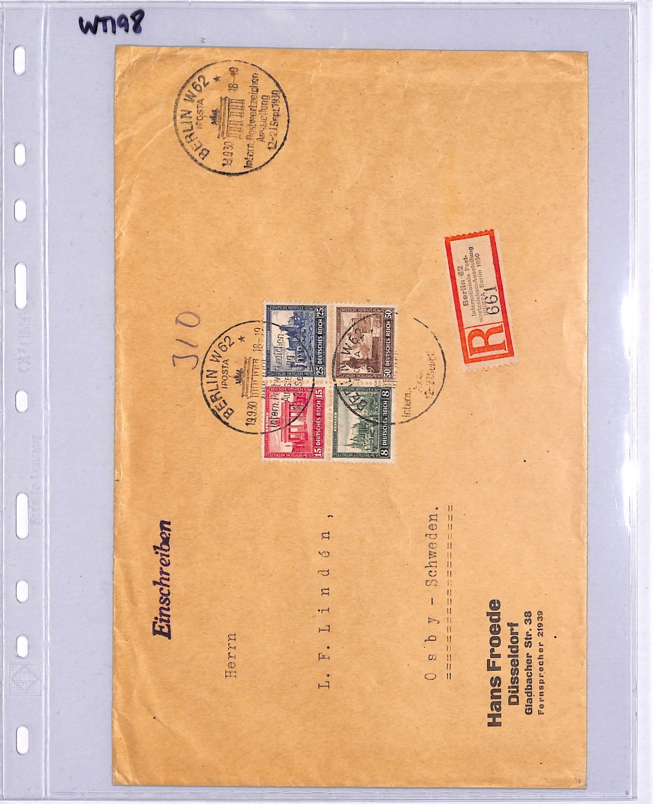 GERMANY Cover 1930 IPOSTA STAMP EXHIBITION Setenant *BLOCK* (ex Mini-Sheet)WT198 - Image 9