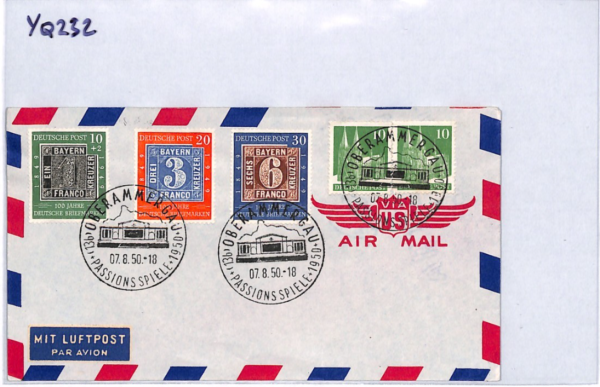 GERMANY Cover 1949 *STAMP CENTENARY* Set{3} Used Oberammergau 1950 CDS YQ232 - Image 11