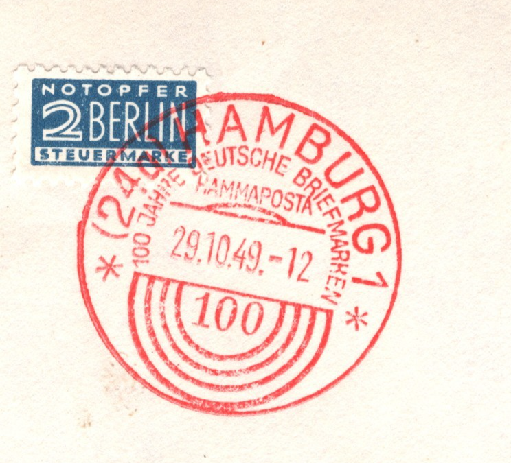 GERMANY Cover 1949 *UPU* 30pf Von Stephan Superb HAMMAPOSTA Red Cancels XV107 - Image 7