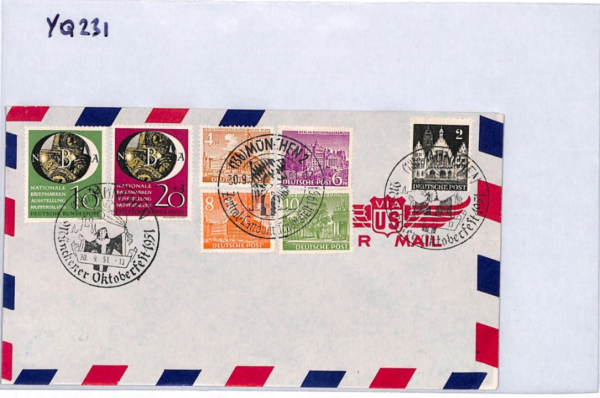 GERMANY Cover 1951 *PHILATELIC EXHIBITION* Set{2} Oktoberfest CDS Munich YQ231 - Image 11