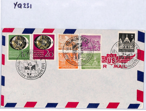 GERMANY Cover 1951 *PHILATELIC EXHIBITION* Set{2} Oktoberfest CDS Munich YQ231 - Image 9