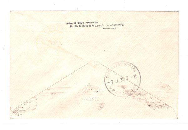 GERMANY Cover 2m ZEPPELIN Air 1932 *5.SUDAMERIKAFAHRT* Eagle PARAGUAY MA2119 - Image 4