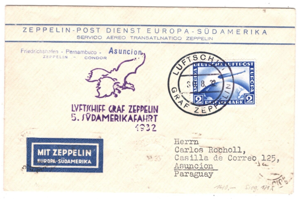 GERMANY Cover 2m ZEPPELIN Air 1932 *5.SUDAMERIKAFAHRT* Eagle PARAGUAY MA2119 - Image 7