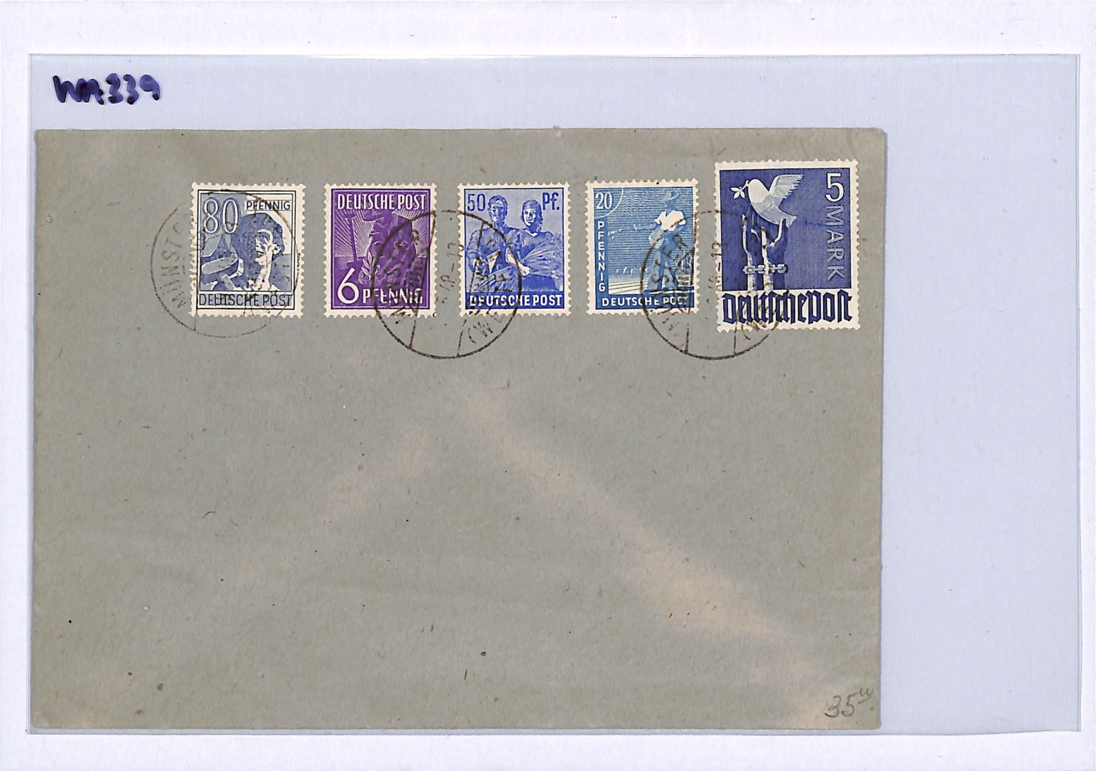 GERMANY Cover 5m *DOVE OF PEACE* HIGH VALUE Munster 1948 BIRDS {samwells}WA339 - Image 4