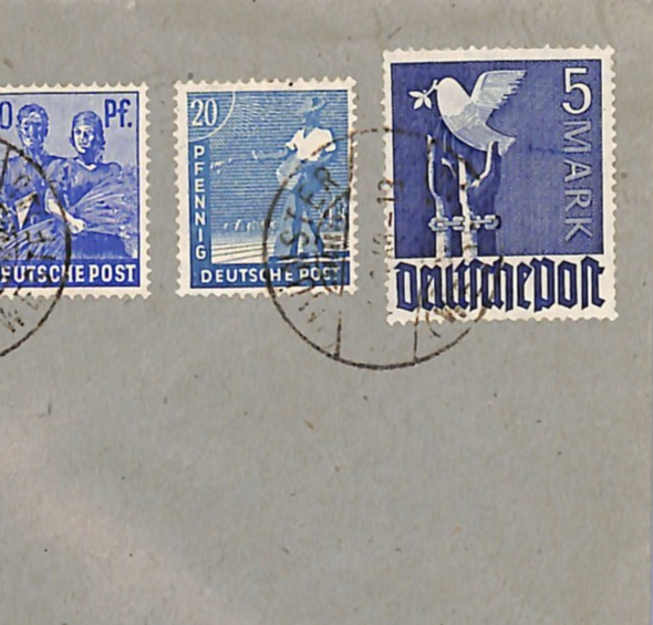 GERMANY Cover 5m *DOVE OF PEACE* HIGH VALUE Munster 1948 BIRDS {samwells}WA339