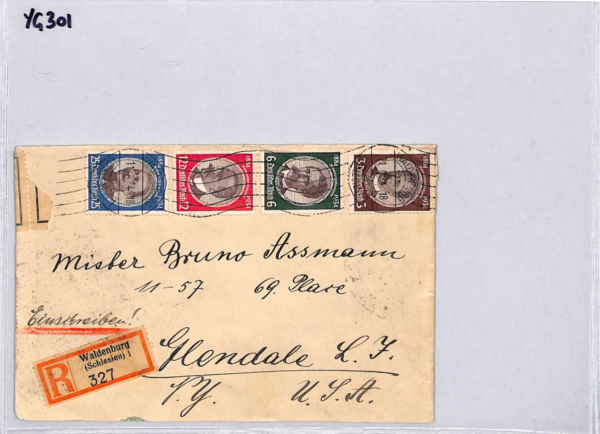 GERMANY Cover *GERMAN COLONIZER'S JUBILEE* Set{4} Waldenburg 1934 Censor YG301 - Image 11