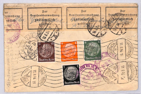 GERMANY Cover *GERMAN COLONIZER'S JUBILEE* Set{4} Waldenburg 1934 Censor YG301 - Image 4
