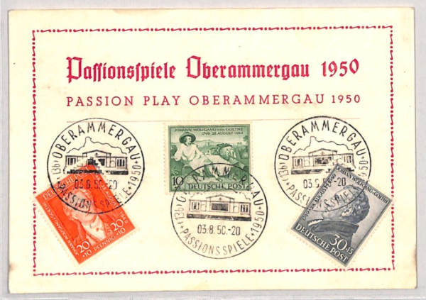 GERMANY Cover *GOETHE* Allied Zone 1949 Set Oberammergau 1950 Card POETRY YG305