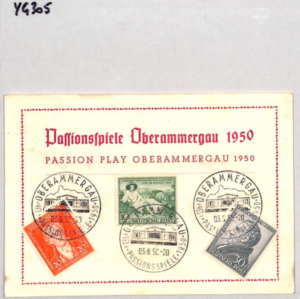GERMANY Cover *GOETHE* Allied Zone 1949 Set Oberammergau 1950 Card POETRY YG305 - Image 8