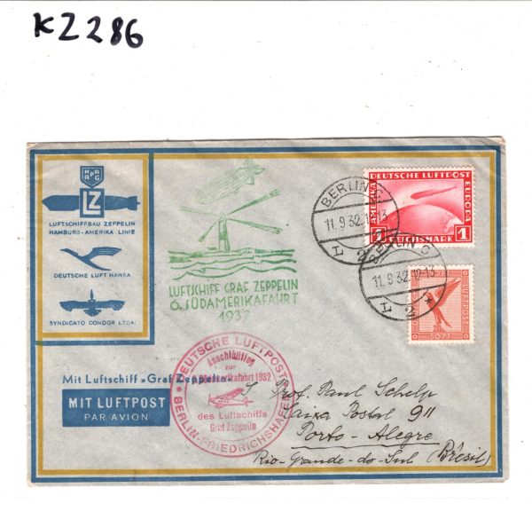 GERMANY Cover GRAF ZEPPELIN Air *6.SÜDAMERIKAFAHRT* 1932 Brazil LIGHTHOUSE KZ286 - Image 7