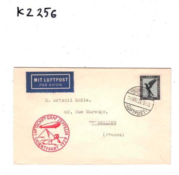 GERMANY Cover GRAF ZEPPELIN Air Mail 1929 *ORIENTFARHT* France Marseilles KZ256 - Image 8