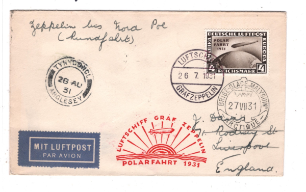 GERMANY Cover GRAF ZEPPELIN Air Mail 4m *POLARFAHRT* Malyguin Icebreaker KZ227 - Image 3
