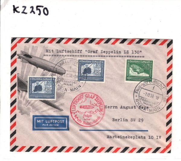 GERMANY Cover GRAF ZEPPELIN *ILLUSTRATED* Air Mail 1938 SUDETENLAND FAHRT KZ250 - Image 4