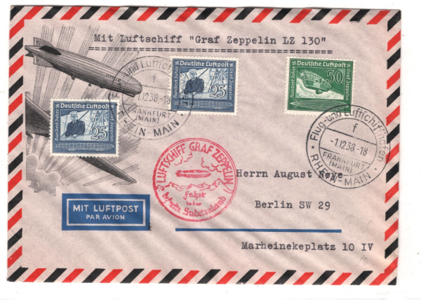 GERMANY Cover GRAF ZEPPELIN *ILLUSTRATED* Air Mail 1938 SUDETENLAND FAHRT KZ250