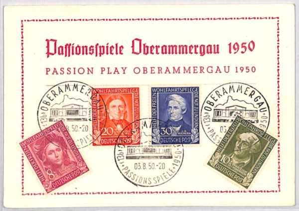 GERMANY Cover *REFUGEE RELIEF FUND* (1949) Set Oberammergau 1950 Postcard YG304 - Image 3