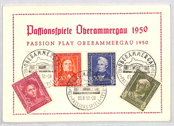 GERMANY Cover *REFUGEE RELIEF FUND* (1949) Set Oberammergau 1950 Postcard YG304 - Image 7