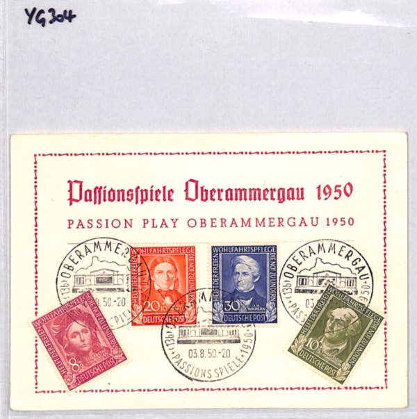 GERMANY Cover *REFUGEE RELIEF FUND* (1949) Set Oberammergau 1950 Postcard YG304 - Image 8