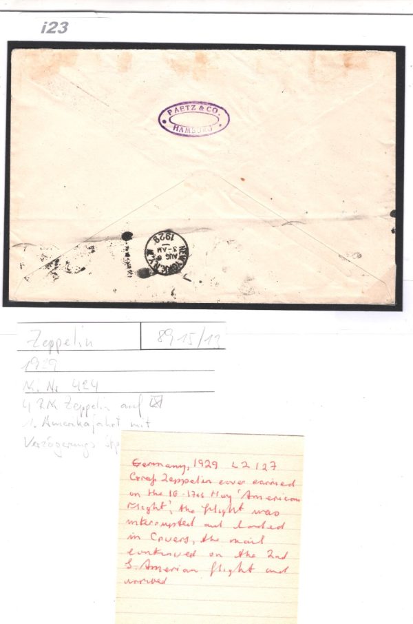 GERMANY Cover ZEPPELIN 4m Air 1.AMERIKAFAHRT 1929 *Friedrichshafen Machine* i23 - Image 5