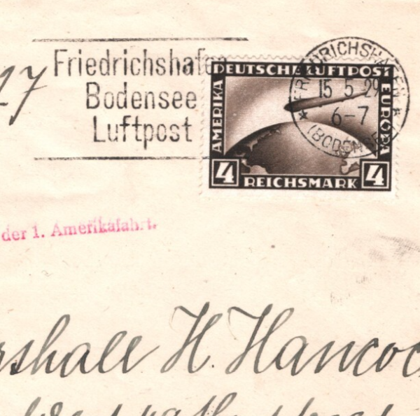 GERMANY Cover ZEPPELIN 4m Air 1.AMERIKAFAHRT 1929 *Friedrichshafen Machine* i23