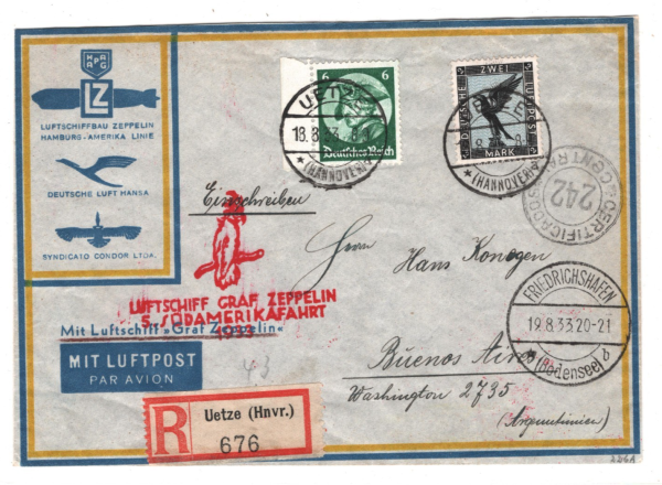 GERMANY Cover ZEPPELIN Air *5.SÜDAMERIKAFAHRT* 1933 ARGENTINA Reg BIRDS KZ290 - Image 3
