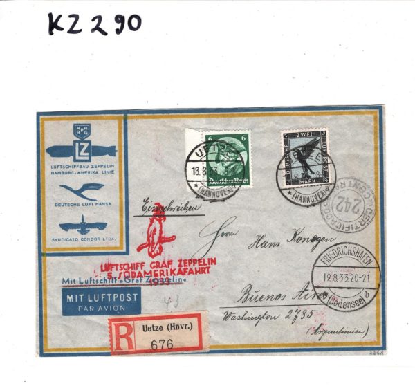 GERMANY Cover ZEPPELIN Air *5.SÜDAMERIKAFAHRT* 1933 ARGENTINA Reg BIRDS KZ290 - Image 6