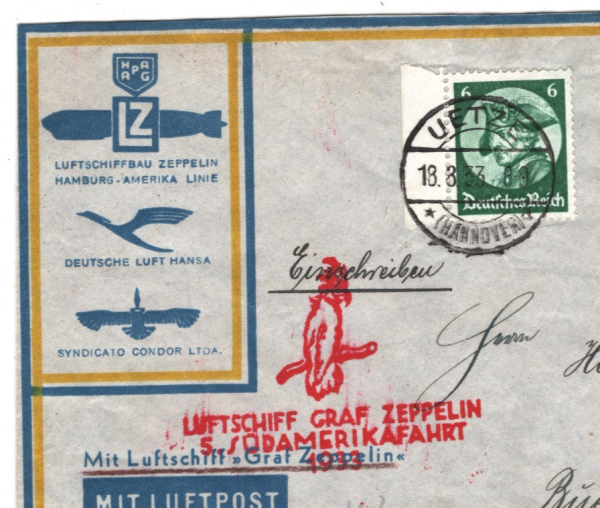 GERMANY Cover ZEPPELIN Air *5.SÜDAMERIKAFAHRT* 1933 ARGENTINA Reg BIRDS KZ290