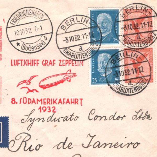 GERMANY Cover ZEPPELIN Air *8. SÜDAMERIKAFAHRT* 1932 DELA Meter LUFTSPORT KZ285 - Image 3