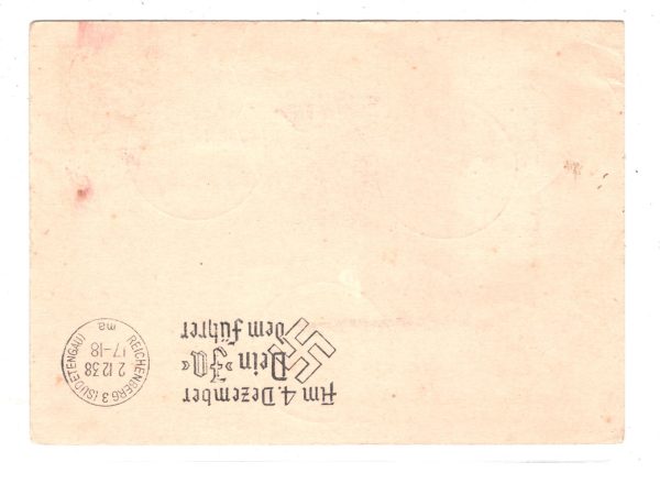 GERMANY GRAF ZEPPELIN Air Mail Card SUDETENLAND 1938 Czechoslovakia KZ319 - Image 3