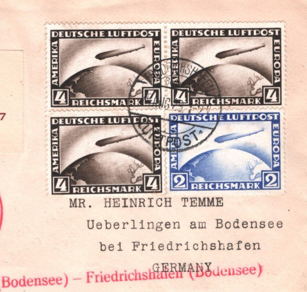 GERMANY GRAF ZEPPELIN Air Mail Cover 1929 WELTRUNDFAHRT Cachet Überlingen KZ323 - Image 11