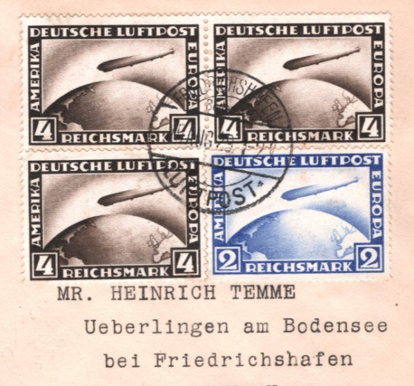 GERMANY GRAF ZEPPELIN Air Mail Cover 1929 WELTRUNDFAHRT Cachet Überlingen KZ323 - Image 5