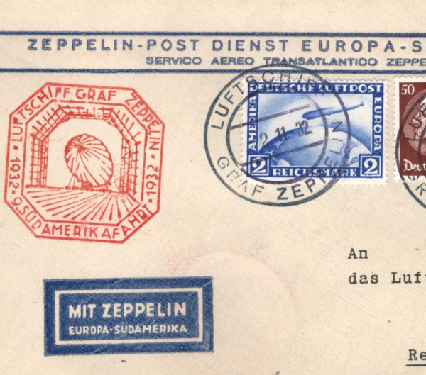 GERMANY GRAF ZEPPELIN Air Mail Cover 9. SÜDAMERIKAFAHRT 1932 Brazil Recife KZ284
