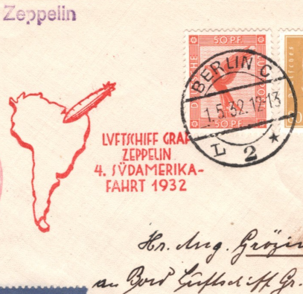 GERMANY GRAF ZEPPELIN Airmail Cover *4.SÜDAMERIKAFAHRT* 1932 BRAZIL Recife KZ288
