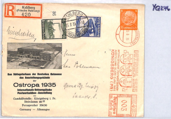 GERMANY *Ostropa* EXHIBITION 1935 Stationery 8pf HINDENBURG Cover Kahlberg YQ246 - Image 8