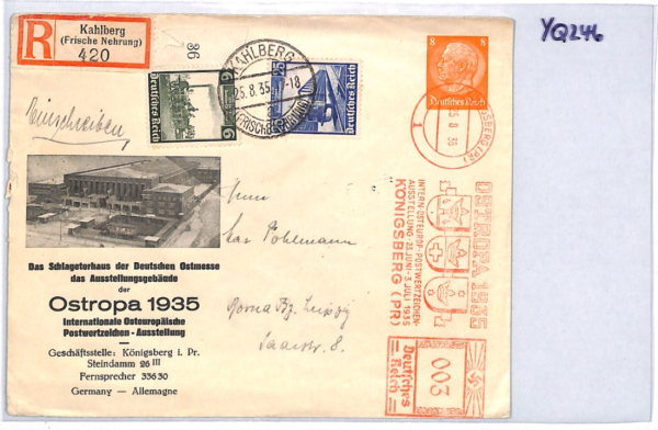 GERMANY *Ostropa* EXHIBITION 1935 Stationery 8pf HINDENBURG Cover Kahlberg YQ246 - Image 10