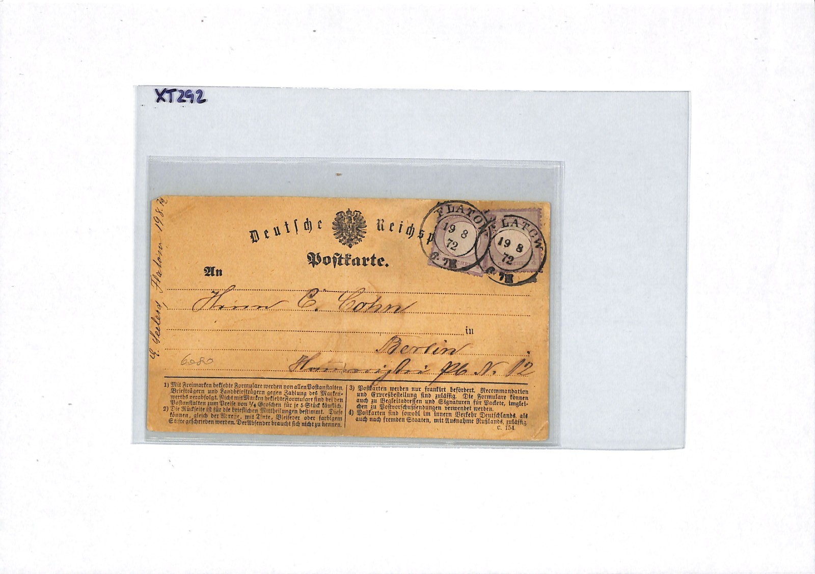GERMANY (POLAND) Card 1872 *Flatow* (Złotów) 1/4gr EAGLE Scott.1 Cat $360+ XT292 - Image 15