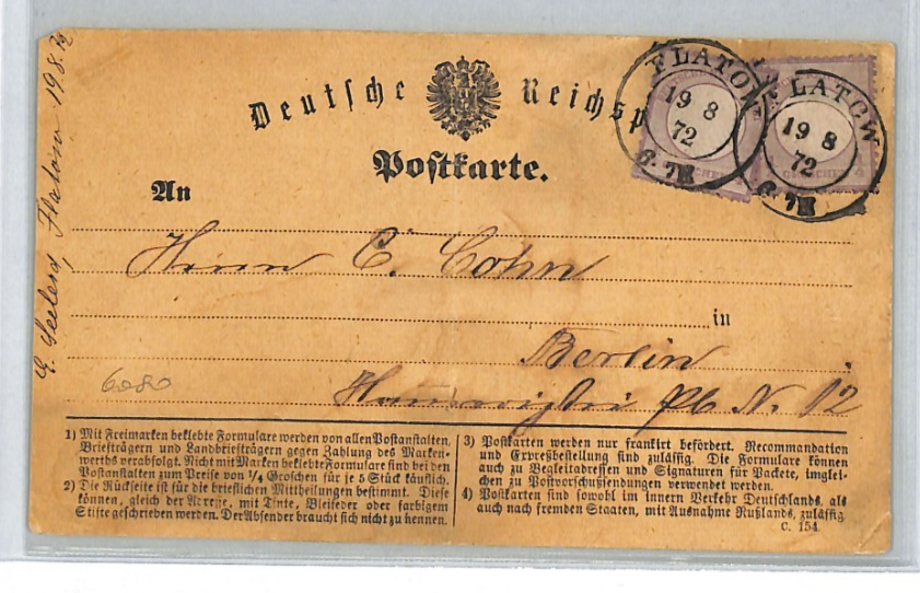 GERMANY (POLAND) Card 1872 *Flatow* (Złotów) 1/4gr EAGLE Scott.1 Cat $360+ XT292 - Image 3