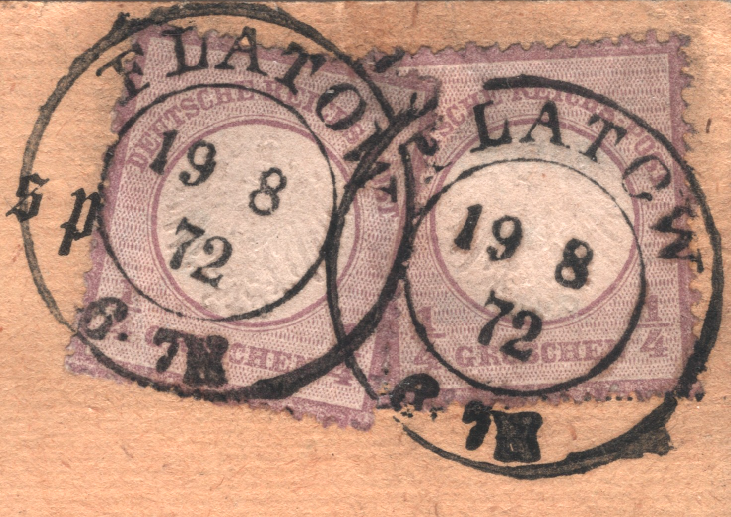 GERMANY (POLAND) Card 1872 *Flatow* (Złotów) 1/4gr EAGLE Scott.1 Cat $360+ XT292