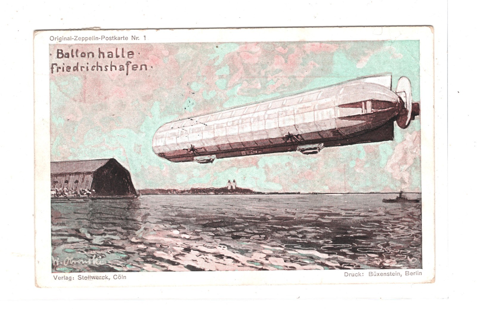 GERMANY Postcard ZEPPELIN ORIGINAL SERIES *POSTKARTE #1* Used 1910 Berlin KZ306 - Image 4