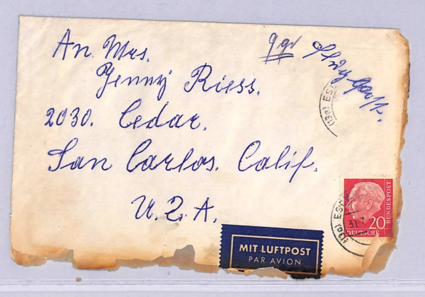 GERMANY USA Cover 1954 *CRASH MAIL* Cover AIR FRANCE Norwich CT Cachet WT117 - Image 4