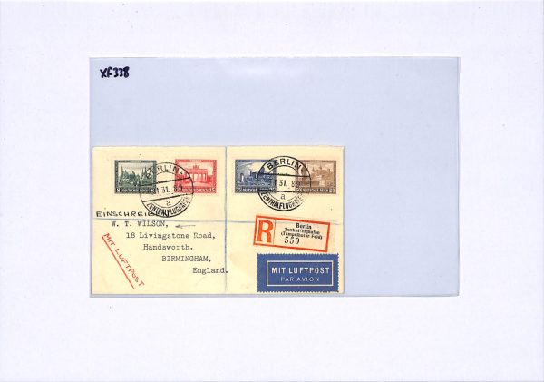 GERMANY Wilson Cover 1930 EXHIBITION Set Berlin AIRPORT Registered 1931 XF338 - Image 4