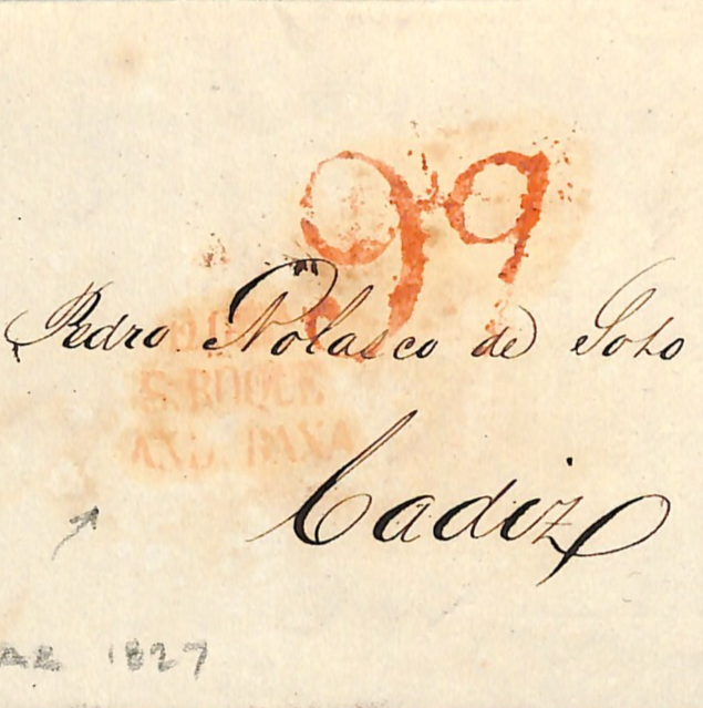 GIBRALTAR Cover 1827 Letter *SAN ROQUE* TRANSIT Entire Letter Cadiz WN287 - Image 4