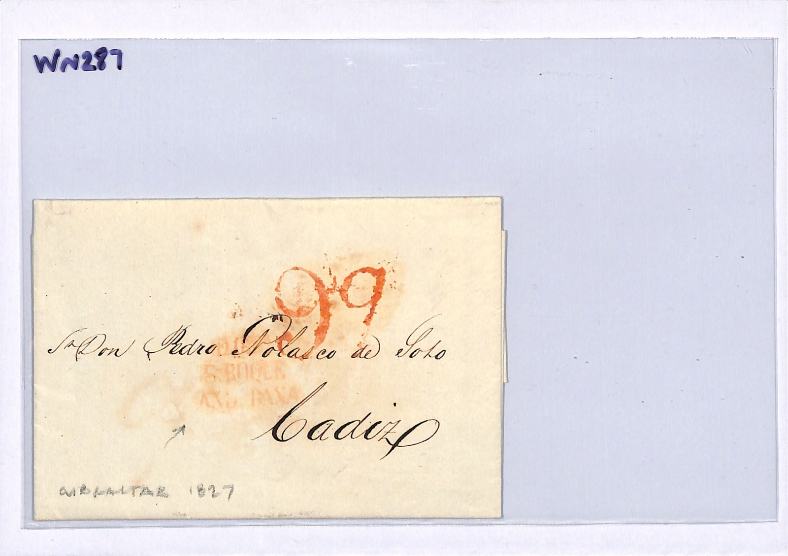 GIBRALTAR Cover 1827 Letter *SAN ROQUE* TRANSIT Entire Letter Cadiz WN287 - Image 5