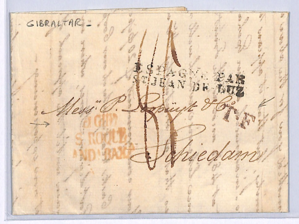 GIBRALTAR Cover 1832 Letter *SAN ROQUE* TRANSIT Netherlands via Spain WN295 - Image 3