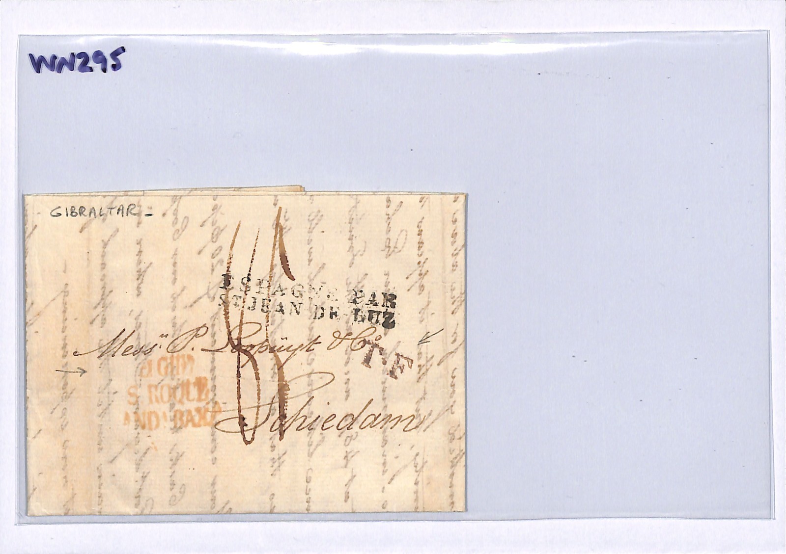 GIBRALTAR Cover 1832 Letter *SAN ROQUE* TRANSIT Netherlands via Spain WN295 - Image 5