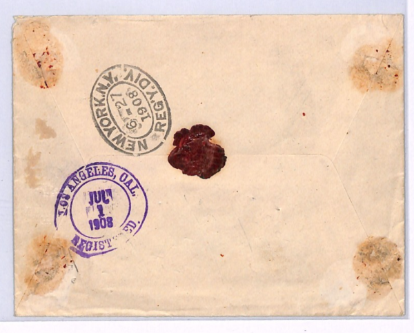GIBRALTAR Cover KEVII Registered USA Los Angeles 1908 CALIFORNIA XH219 - Image 7