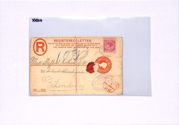 GIBRALTAR Cover Registered QV 1d+2d Stationery 1901 London {samwells}XH214 - Image 11