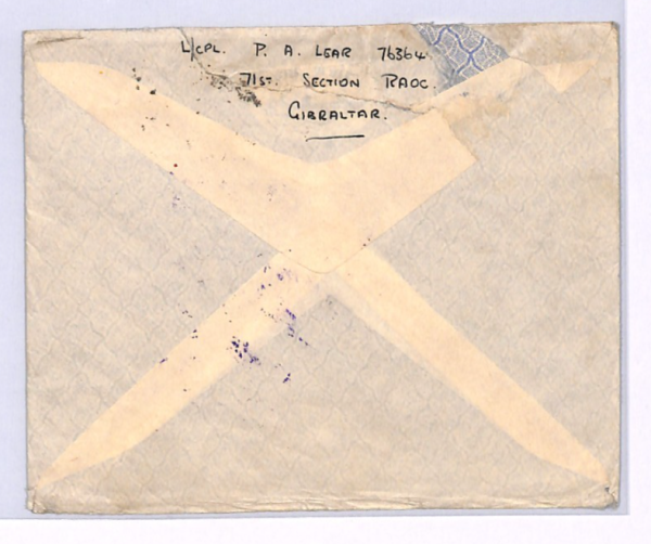 GIBRALTAR KGVI Cover WW2 CENSOR *11* Violet Triangular 1941 Bulwell Notts XH137 - Image 3