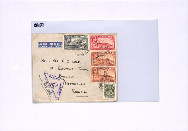 GIBRALTAR KGVI Cover WW2 CENSOR *11* Violet Triangular 1941 Bulwell Notts XH137 - Image 8