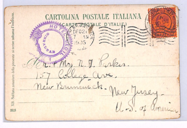 GIBRALTAR Postcard Fancy Violet *HOTEL CECIL* Cachet 1905 NEW BRUNSWICK NJ XH222 - Image 4