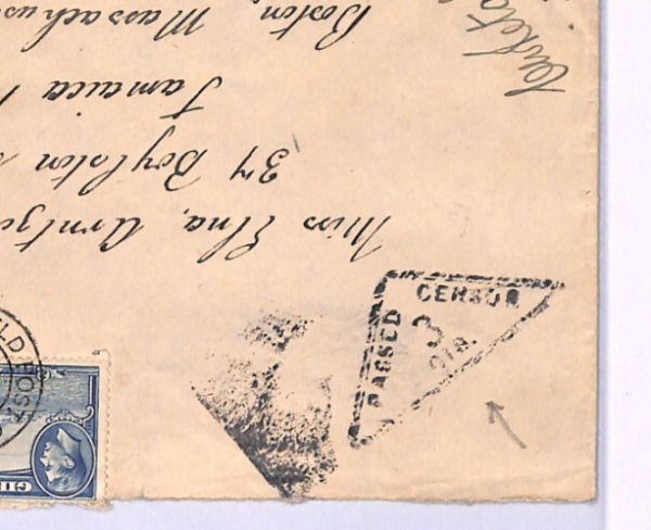 GIBRALTAR WW2 Cover *3/GIB* Black TRIANGULAR CENSOR Military FPO.475 Boston XH63 - Image 9